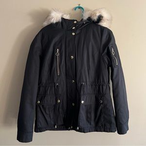 Top Shop Black Faux Fur Jacket Sz 8